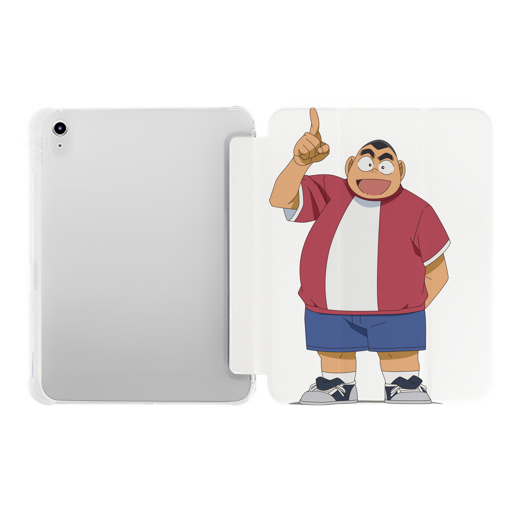 （画像用） 名探偵コナン 小嶋 元太 こじま げんた Detective Conan Kojima Genta IPad ケース ペン収納付き 三つ折りスタンド PUレザー×シリコン 対応機種9.5/10.5/10.9インチ